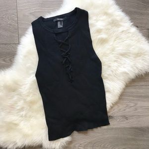 Forever 21 Criss Cross Front Sweater Knit Crop Top